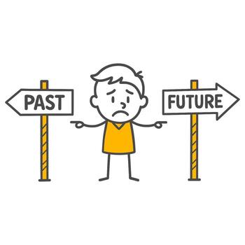 Evaluating Past Experiences and Future Vision at a Critical Decision Junction in Business Life. vector