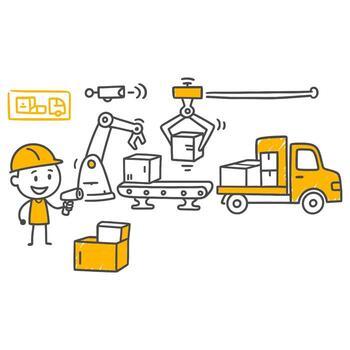 Automation and Production Processes Advancing Under the Gentleman Employee's Supervision. vector