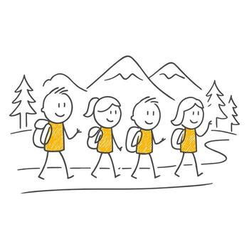 A Collective Exploration Moving in Step with Nature, A Visual Narrative of Shared Energy, Support, and Determination Toward the Summit. vector