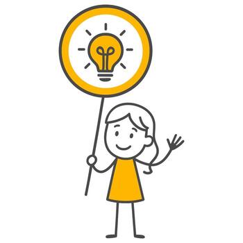 The Gentleman Character Holding a Lightbulb Sign Representing the Power of a New Idea Exhibits the Enthusiasm of Creativity and Innovation. vector