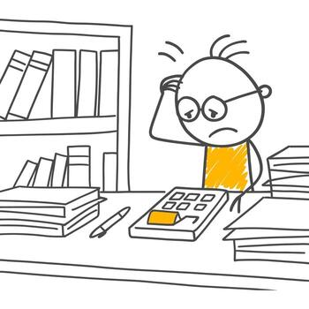 Financial Analysis The Man's Deep Confrontation with Complex Figures. vector