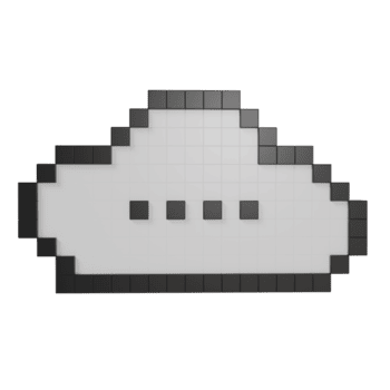 pixel arte 3d rendere illustrazione di un' Chiacchierare bolla con punti, digitale conversazione simbolo, astratto comunicazione icona nel bloccare stile png