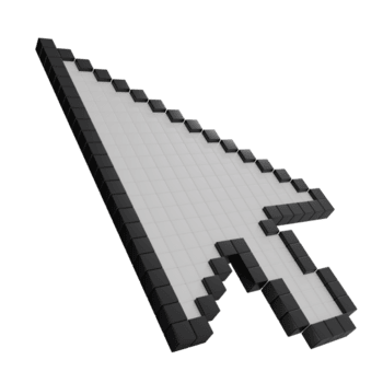 3d render pixelizada computador rato cursor seta ícone. digital ponteiro símbolo para tecnologia, Internet navegação, rede projeto, Programas, e conectados interface conceitos. png