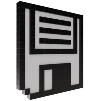 3d hacer de un retro flexible disco icono en píxel estilo, negro y blanco bloquear diseño, visto desde diferente anglos, simbolizando ahorrar, datos almacenamiento png