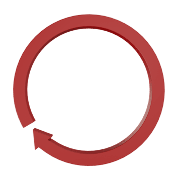 3d rosso circolare freccia icone nel diverso rotazione angoli, simboleggiante ciclo, processi, ripetere, ricaricare, ciclo continuo, ricaricare, e continuo png