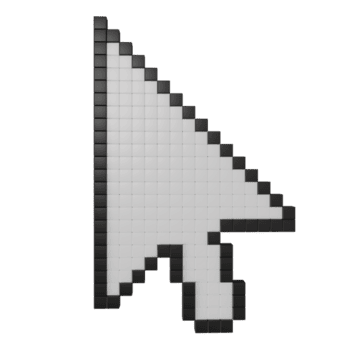 3d render pixelizada computador rato cursor seta ícone. digital ponteiro símbolo para tecnologia, Internet navegação, rede Projeto png