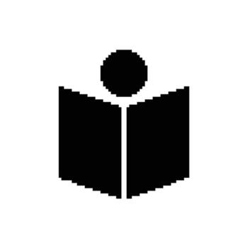 Pixelated Open Book Icon Symbolizing Education Knowledge and Reading Graphic Element vector