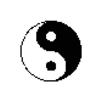 Pixelated Yin Yang Symbol Representing Balance Harmony Duality and Interconnectedness Art Design vector