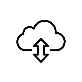 Cloud computing with upload and download arrows depicting data transfer to cloud network vector