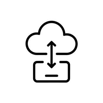 nube datos transferir y almacenamiento sincronización contorno icono ilustración concepto vector