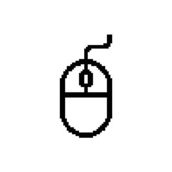 pixelado computadora ratón icono ilustración minimalista negro y blanco diseño elemento aislado vector