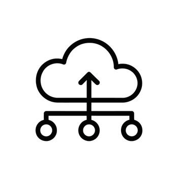 Cloud Computing Network with Arrow Representing Data Upload for Online Services Connectivity vector