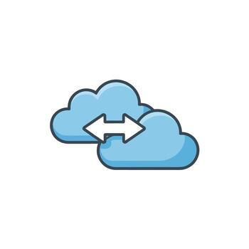 nube informática datos transferir con bidireccional flecha icono para servidor red y base de datos vector