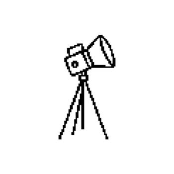Pixelated Telescope on Tripod for Scientific Exploration and Space Observation with Retro Style vector
