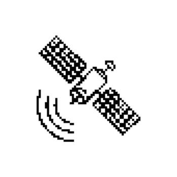 pixelado satélite icono para tecnología y comunicación conceptos retro diseño estilo aislado vector