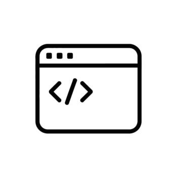 Web Development Interface Icon with Code Symbol Depicting Programming Languages and Technology vector
