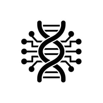 adn molécula conectado a un circuito tablero representando genético Ingenieria y biotecnología avance vector