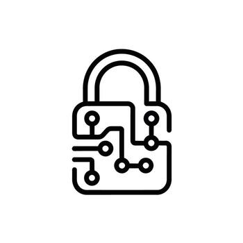 ciber seguridad concepto candado con circuito tablero modelo para datos proteccion y digital la seguridad vector