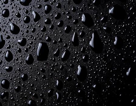 Intricate pattern of water drops on a dark, textured material, creating a visually striking and abstract composition photo
