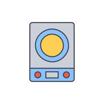 Modern Flat Design Illustration of a Digital Kitchen Scale with Circular Weighing Plate and Display Screen vector