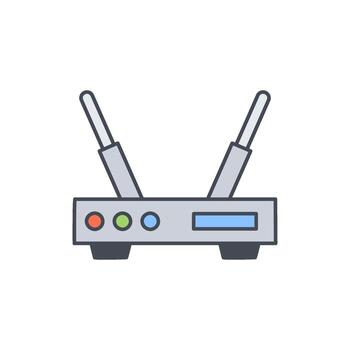 Wireless router with antennas and indicator lights, illustration of a network device for home or office use vector