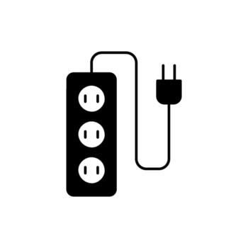 Electrical power strip with three outlets and a plug, ready for use in homes and offices vector