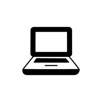 Simple and clean icon of an open laptop computer, ideal for technology and business graphics vector