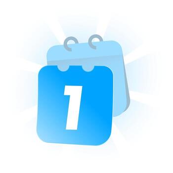 illustration of a calendar page with number one falling off, representing first day, new month, fresh start, deadline, countdown, or beginning of day streak vector