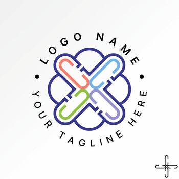 initial line C font like ornament emblem motif artistic vector