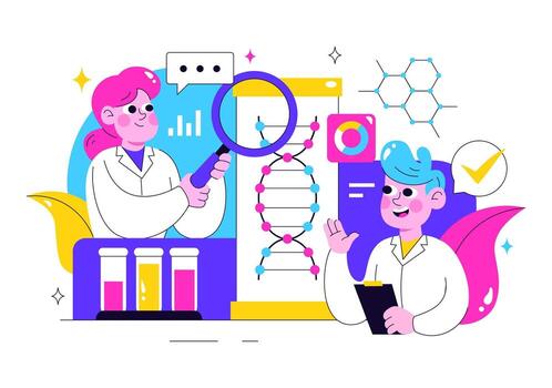 scientists analyzing data in a laboratory vector
