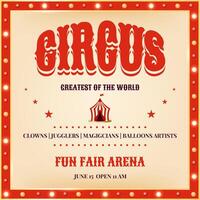 mínimo crema y rojo circo póster con centrado Clásico título. un limpiar diseño para retro eventos, espectáculo promociones o anuncios ilustración vector