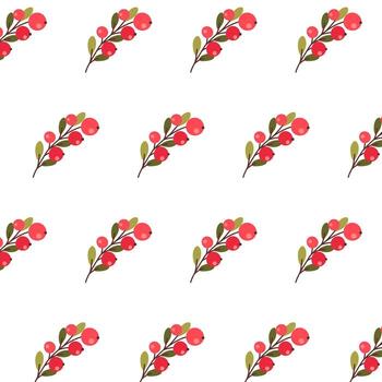 Seamless pattern with rowan berry branches and simple botanical autumn elements vector