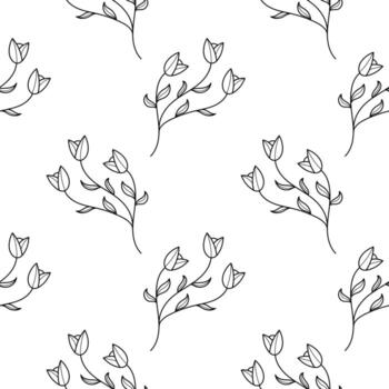 seamless pattern of lilies on a white background vector