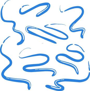 Minimalist abstract blue wavy line pattern with water-like motion effect, hand-drawn brush stroke design symbolizing fluid movement, creativity, and calmness in modern art. vector