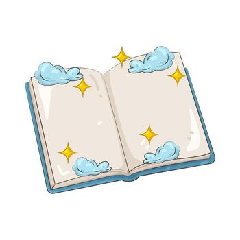Illustration of Open Book with Clouds and Stars vector