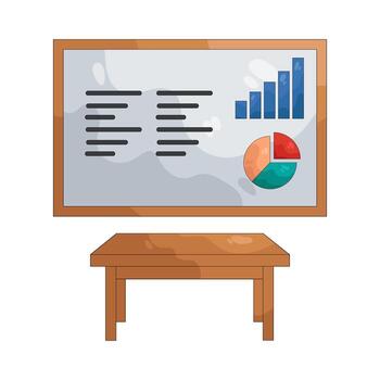 illustration of Presentation Board with Charts and Table vector