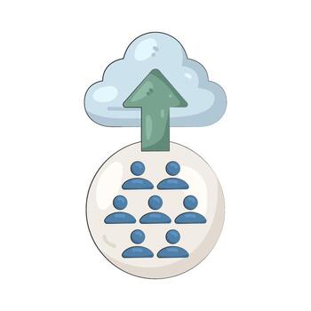 Illustration of Cloud Data Upload with People vector