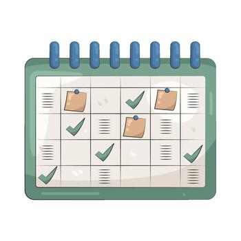 Illustration of a Calendar with Notes and Checkmarks vector