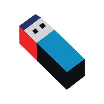 a usb drive with a blue and red color scheme vector