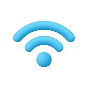 Blue Wi-fi signal. Wireless internet, connection and network concept. 3d icon. Cartoon minimal style. vector