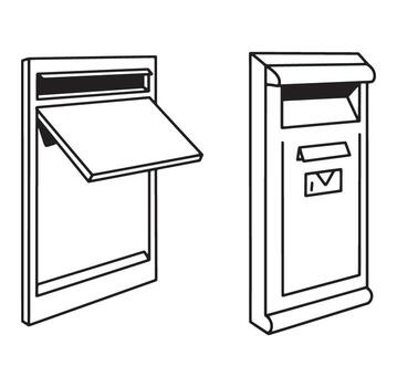 Minimalist illustration of two mailboxes depicting letters and mail delivery vector