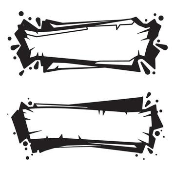 Abstract design featuring two black frames with torn edges and ink splatter elements vector