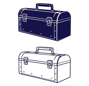 illustration of a classic toolbox in two different color variations vector