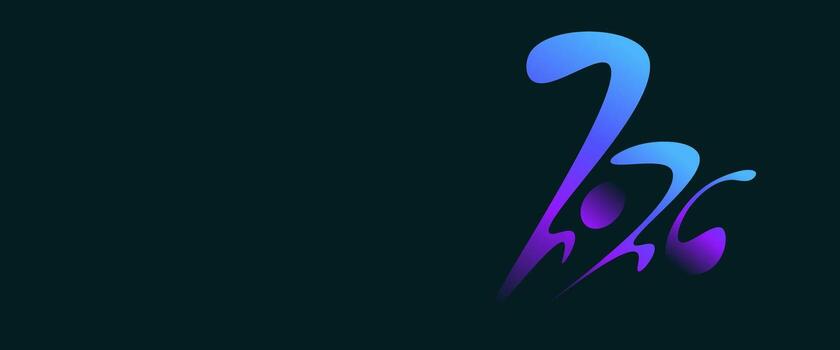 Simple and Unique 2026 Typography in Colorful Gradient Style on Dark Background. Happy New Year 2026 Greeting card or Banner vector