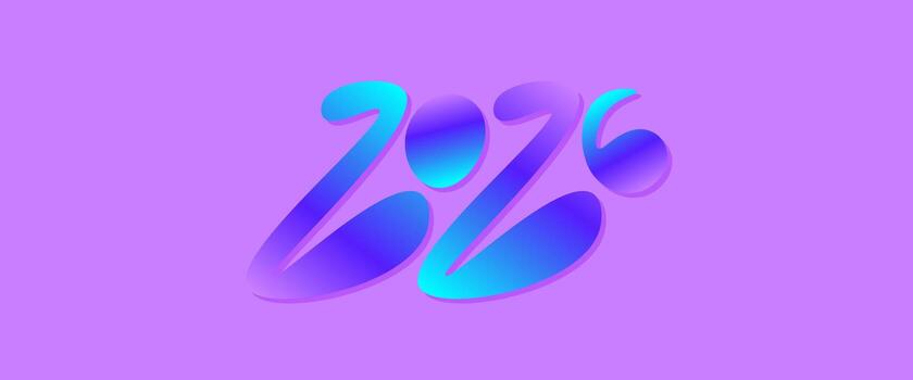 Cute and Unique 2026 Typography in Colorful Gradient Style Isolated on Purple Background vector