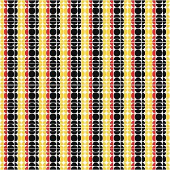 vistoso geométrico repitiendo modelo diseño con retro semi circulo y circulo formas resumen textil impresión presentando vibrante matices y un único medio siglo moderno estético. vector