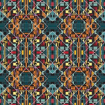 un vibrante geométrico modelo presentando un serie de vistoso cuadrícula arreglado en un repitiendo diseño. vector