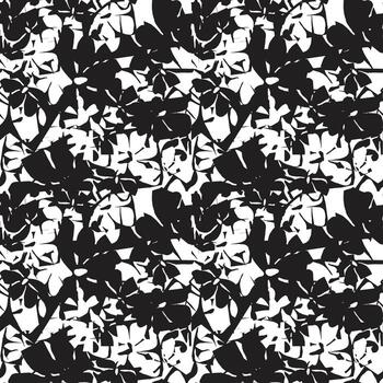 un negro y blanco repitiendo floral modelo de resumen silueta impresión en un blanco fondo, creando un sorprendentes y negrita visual efecto. vector