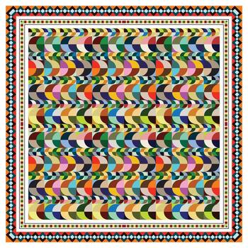 Abstract geometric pattern, colorful scarf triangles and semicircles creating a retro wavy pattern, vector