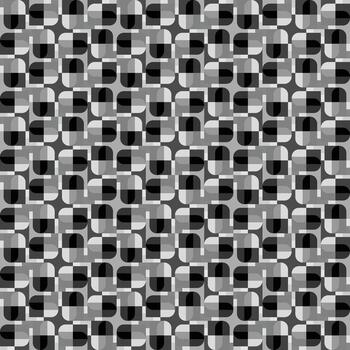 Abstract black and white geometric scarf pattern featuring interlocking shapes, including rectangles and semi-circles, creating a modern and vibrant design. vector